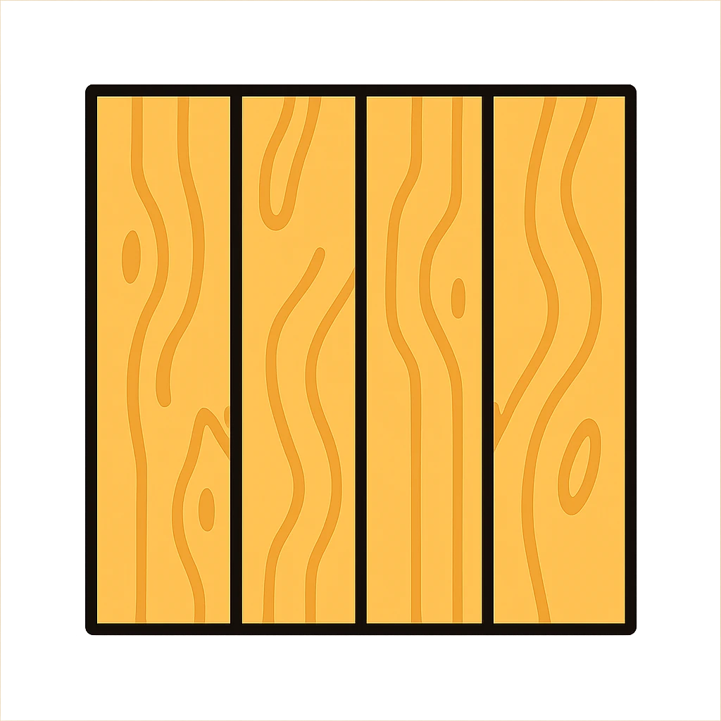 European hardwood floor icon, wide planks, light oak color, modern, top-down view, color outline style emoji