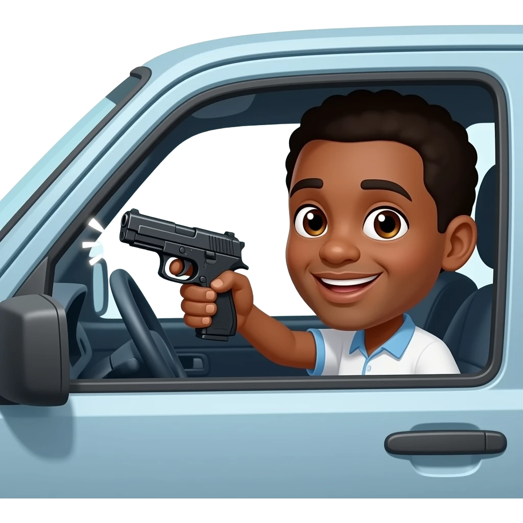 black man holding a glock trying to catch a kod in a van emoji