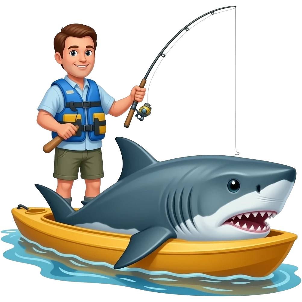 guy catching a shark fishing off a kayak emoji