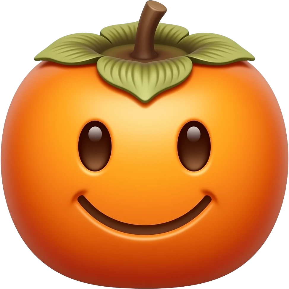 smiley face like a persimmon fruit - - dark-skinned persimmon fruit with dark peel. emoji