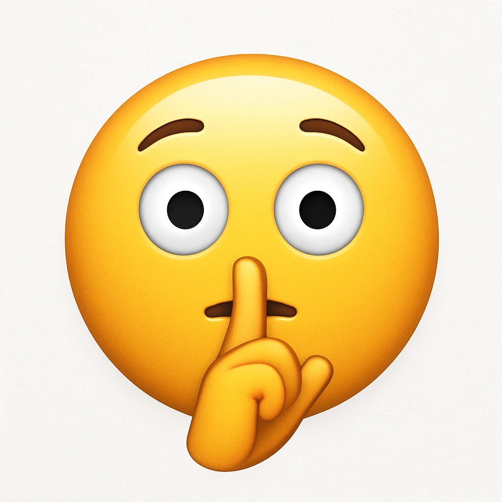yellow face with shushing finger emoji