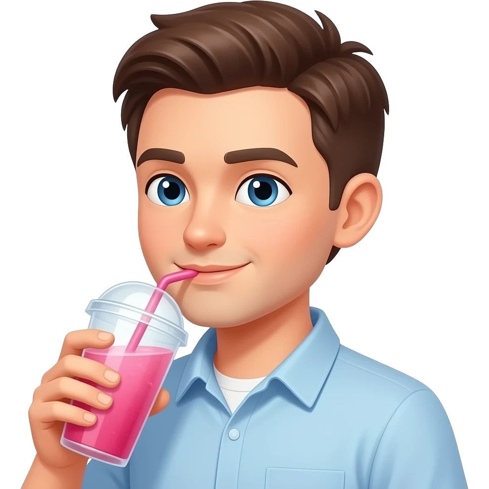 Creame un emoji de una persona tomando tussi rosa emoji