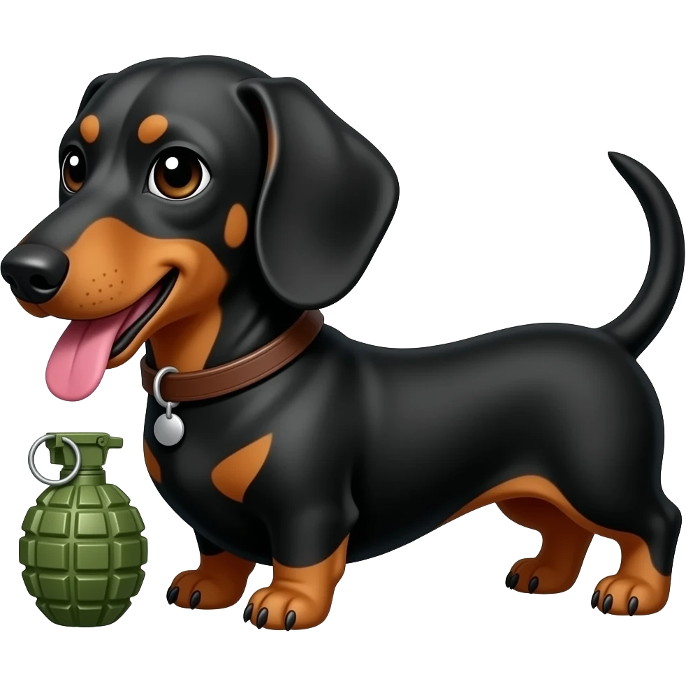 Dachshund with a grenade emoji