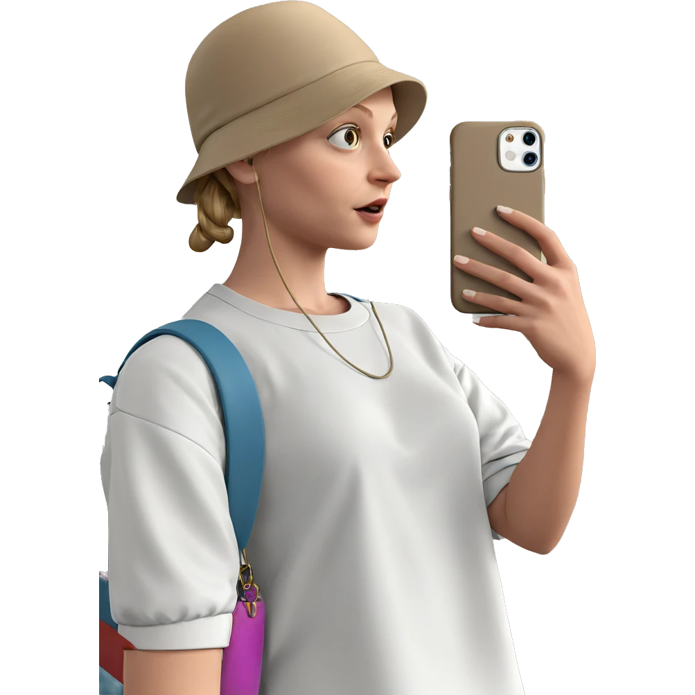 girl with phone and bag emoji