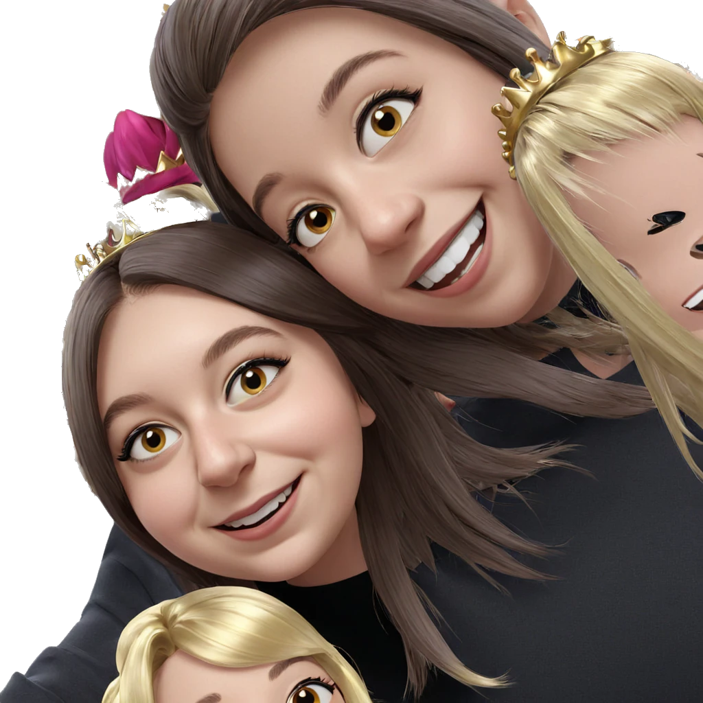 girls with crowns and smiles emoji
