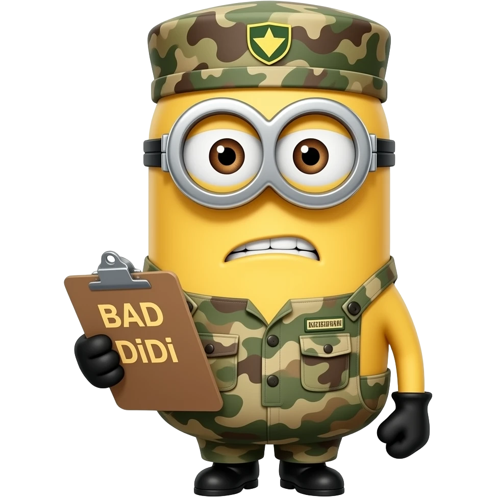 scolding  Minion in army uniform holding clipboard text BAD DiDi emoji
