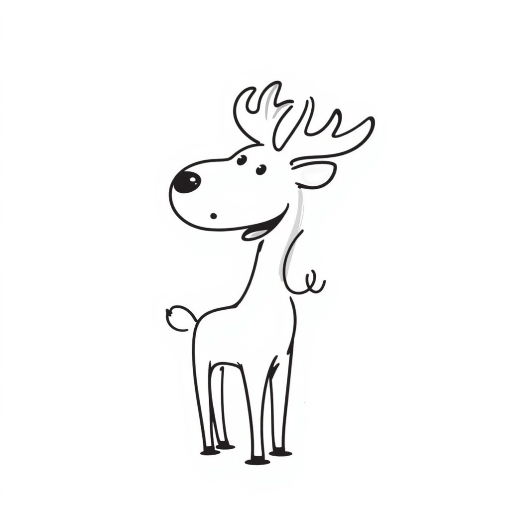Hand drawn doodle style moose emoji