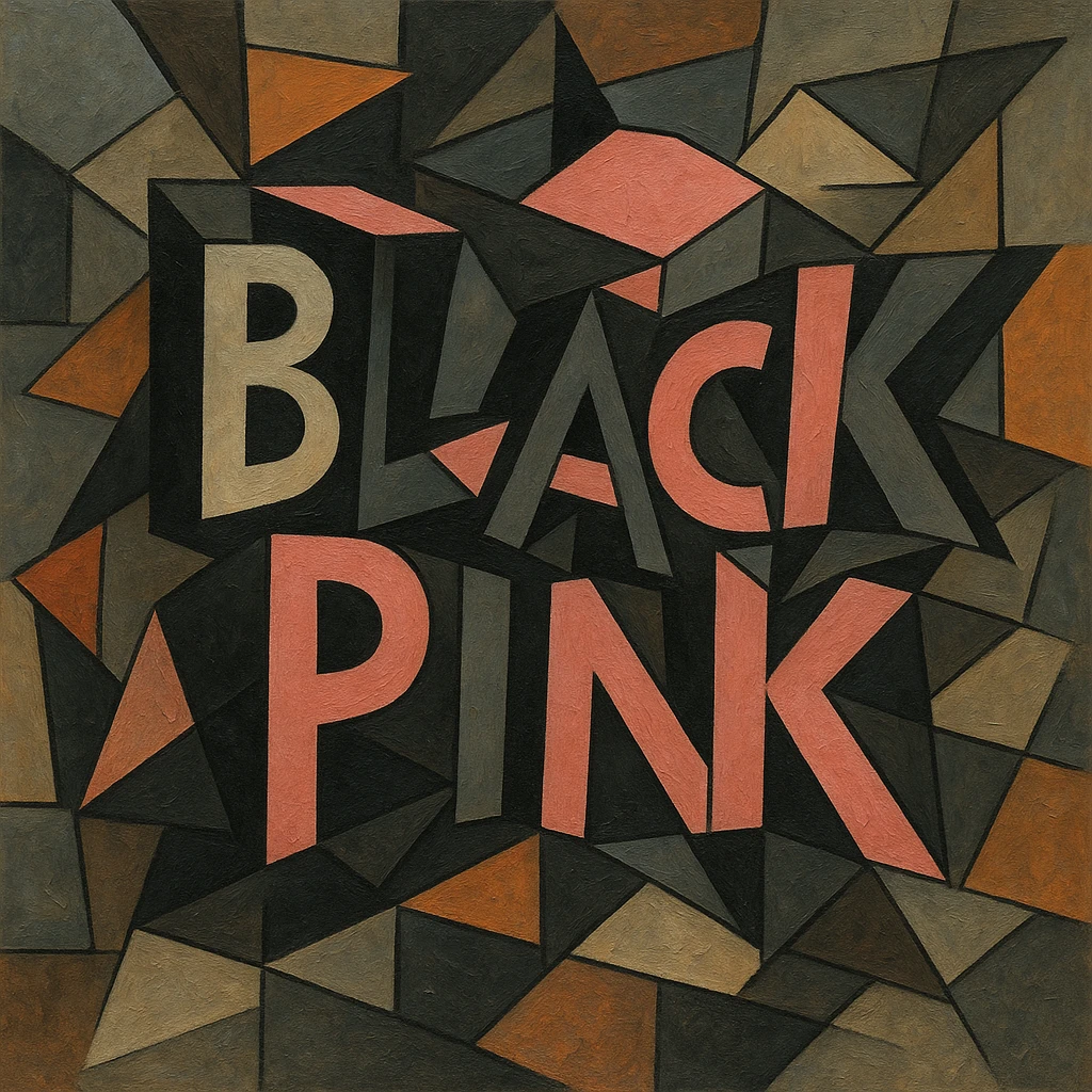 BLACKPINK-inspired object, black and pink colors, geometric and artistic interpretation emoji