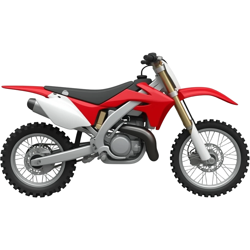 Un moto cross rouge style 50cc avec des roue enduro emoji