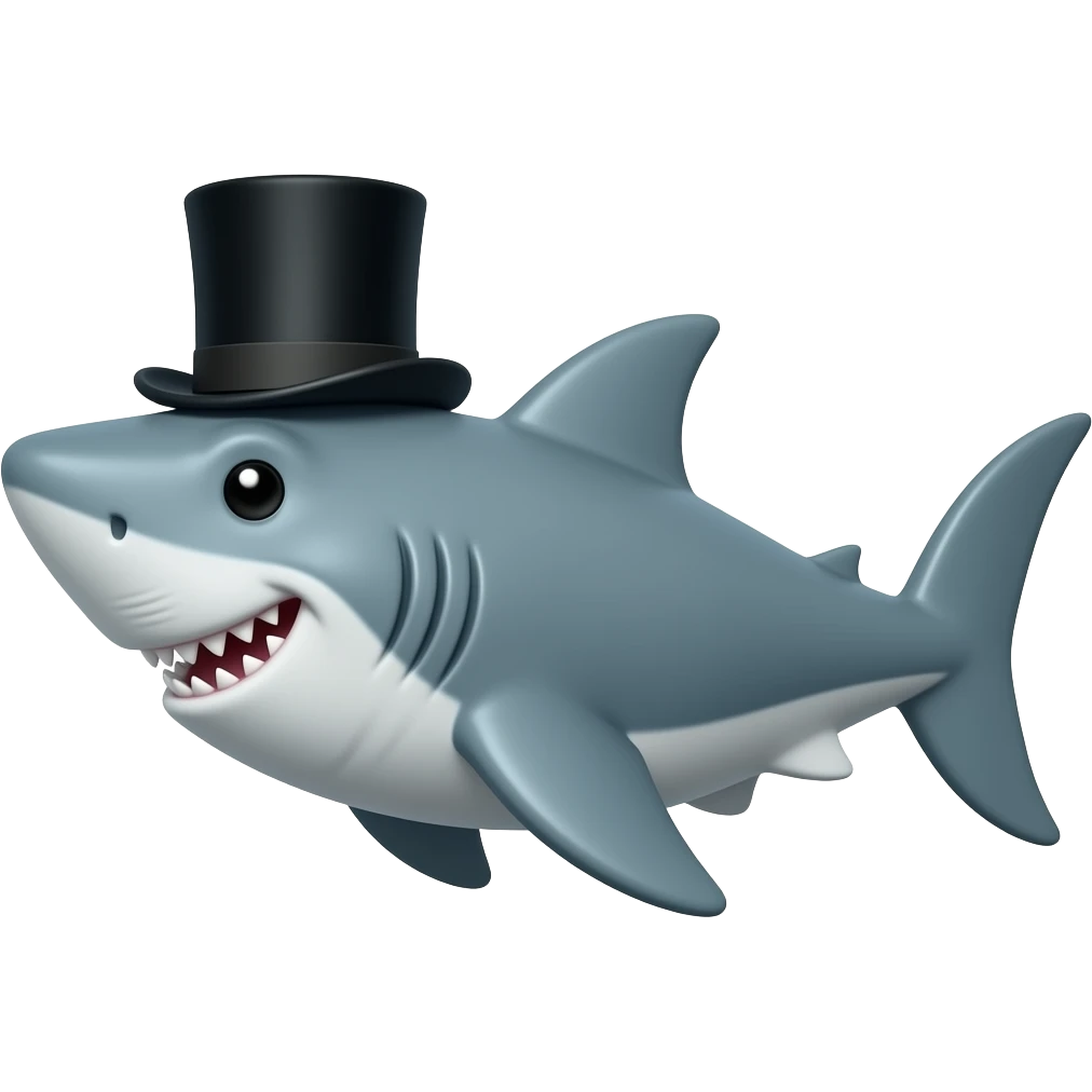 Shark with a top hat emoji