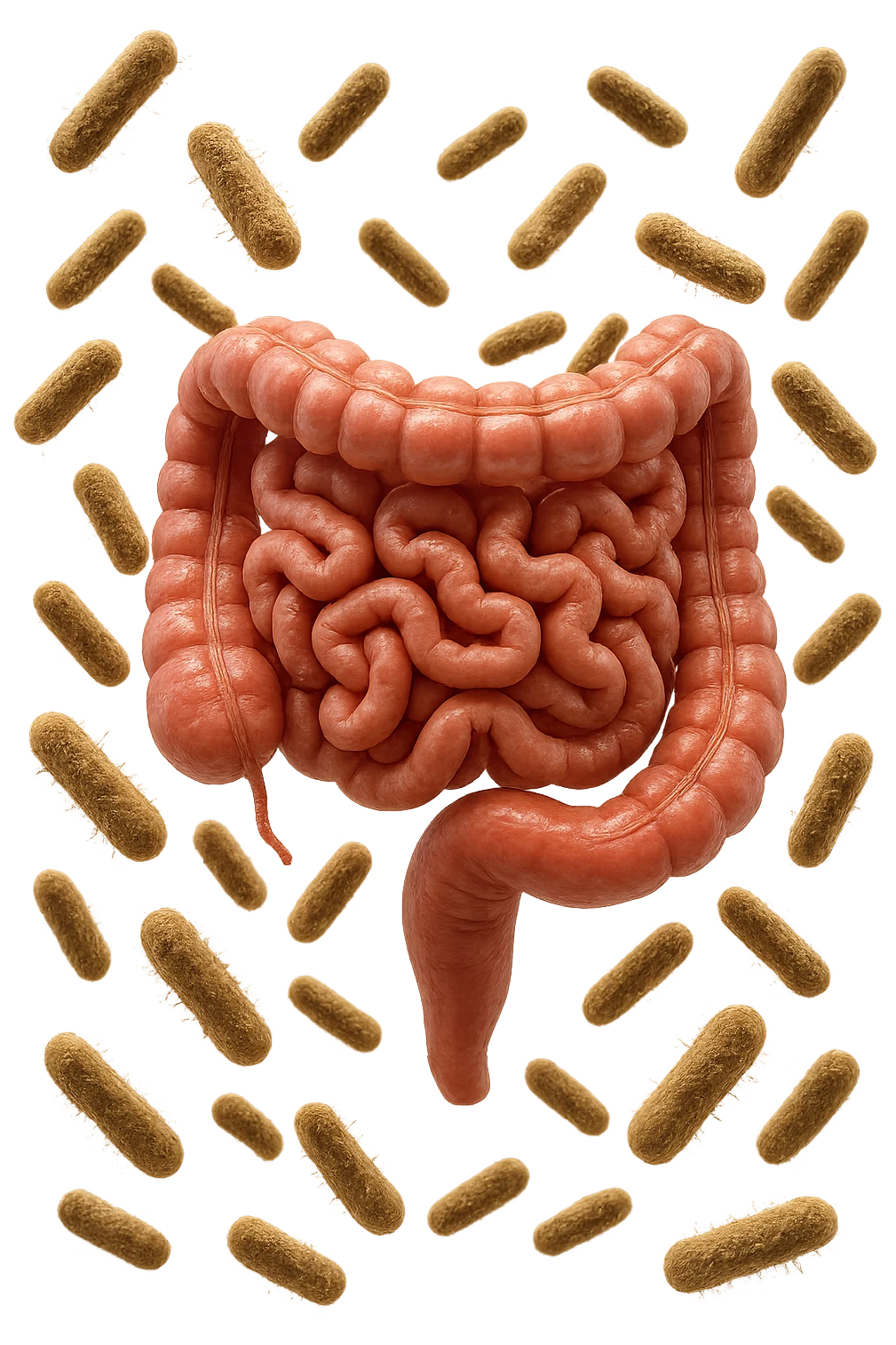 batteri intestinali anatomici fluttuano in aria, iperrealistico 4k emoji