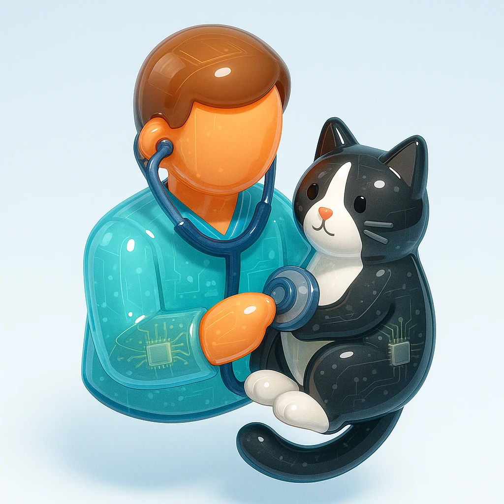 veterinarian examining a cat emoji