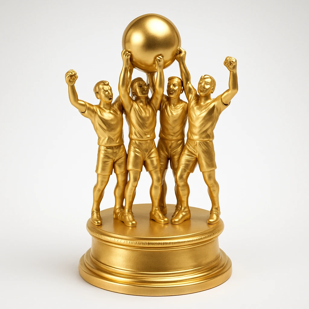team celebrating with trophy emoji