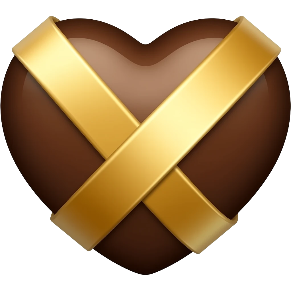 Coração marrom com laço emoji