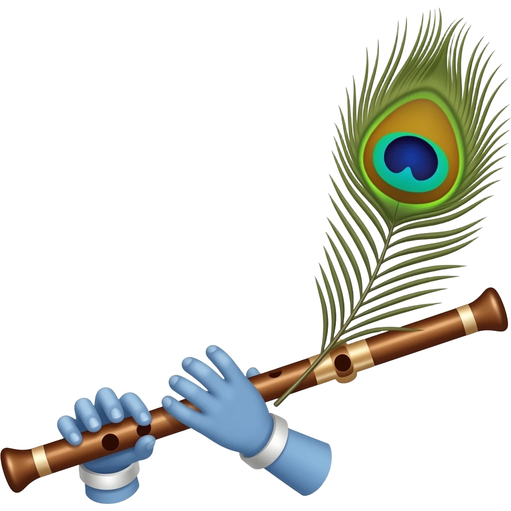 Krishna's flute with peacock feather emoji emoji