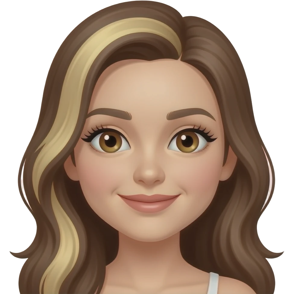 cheveux brun avec meche blonde long yeux brun faux cils full face mini sourci emoji