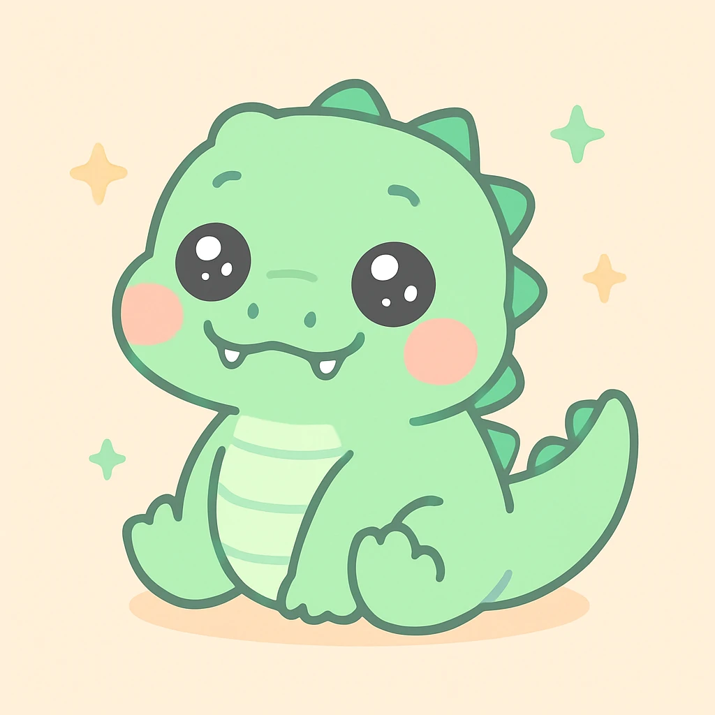 a cute baby crocodile, kawaii style, big eyes, chubby cheeks emoji