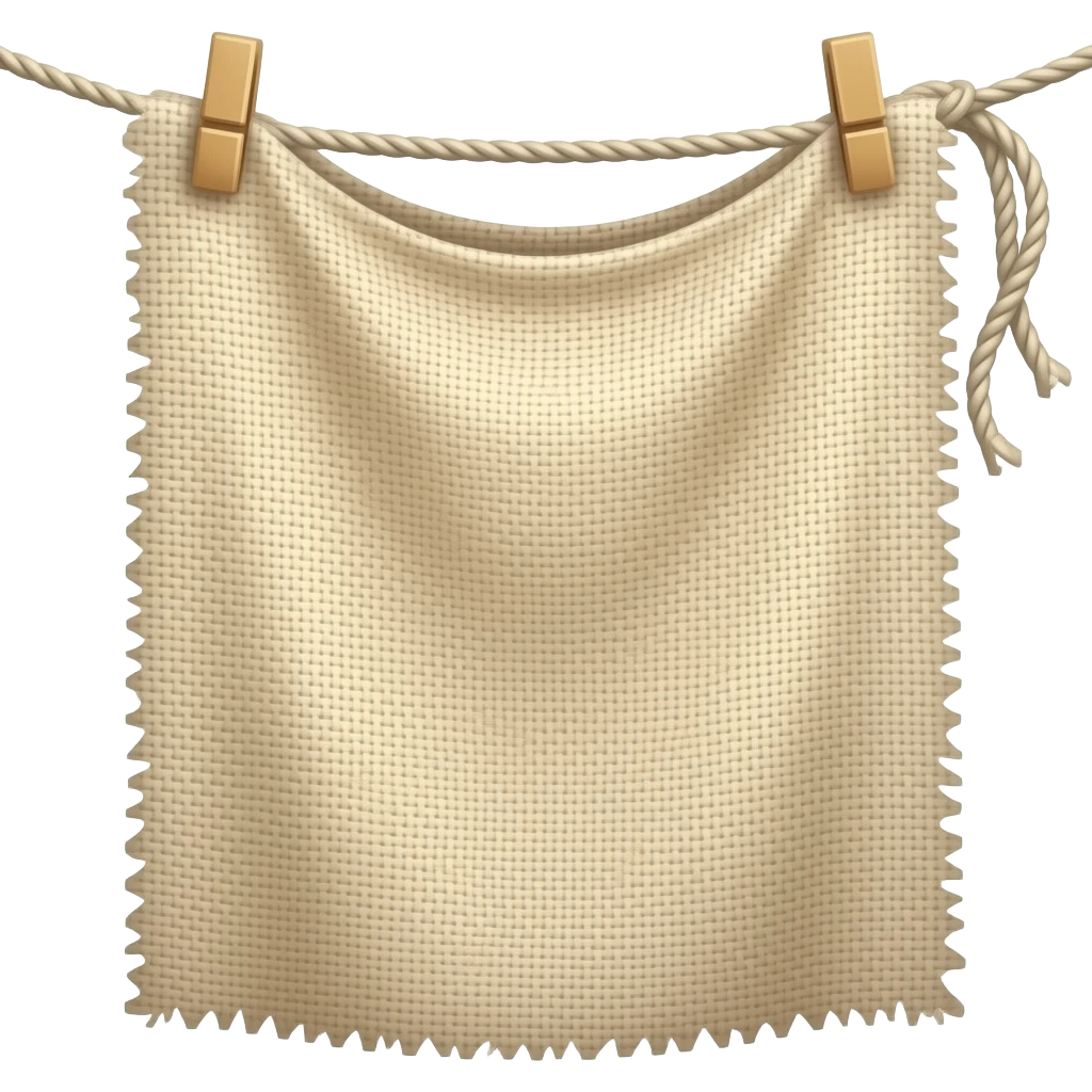 Unfinished fabric with string emoji