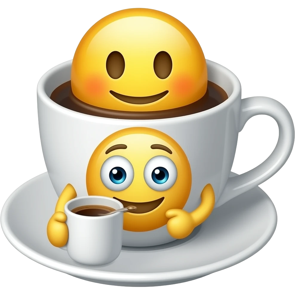 A Cup of coffee And inside there is a loose emoji who holds another coffee where inside there is another loose emoji who holds a coffee and inside there is a loose emoji emoji