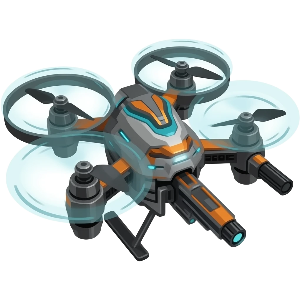 Sleak scifi hover drone with weapons emoji