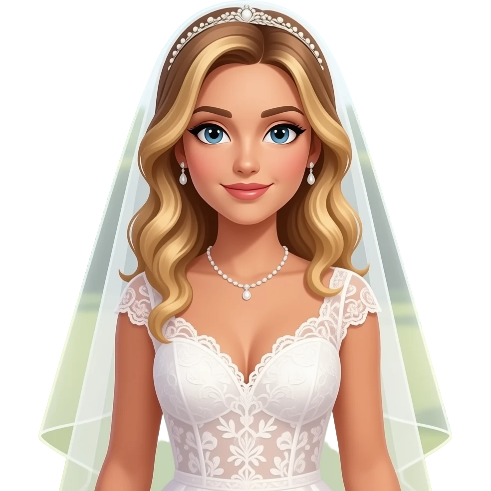 tanned glow bride with blonde highlights emoji