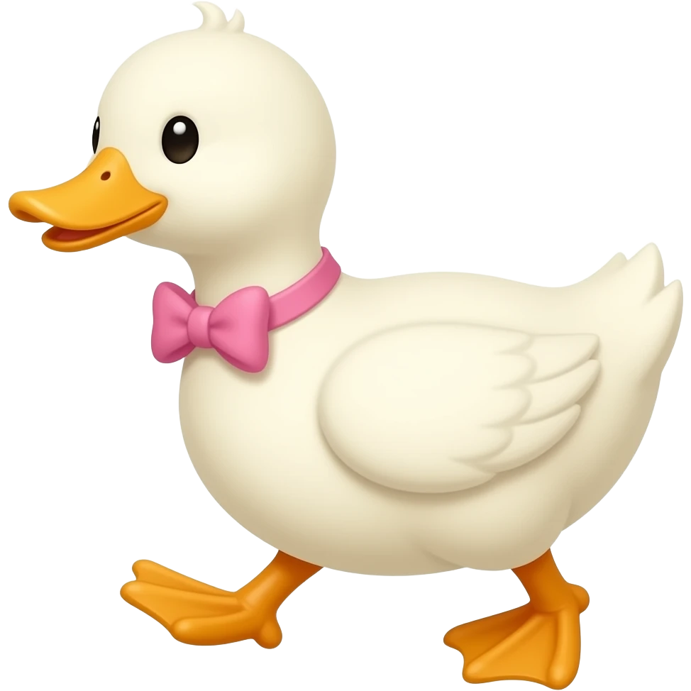 duck wearing pink bow walking emoji