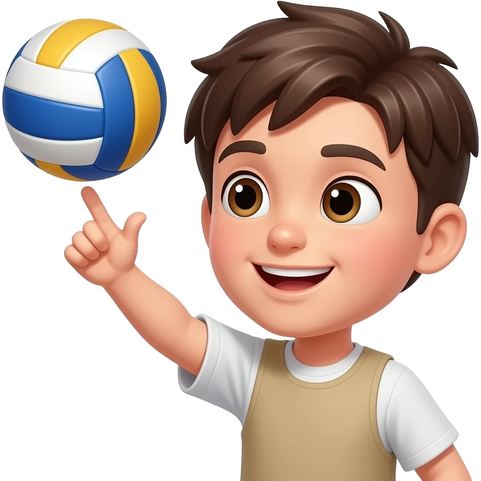 teen boy play volley ball on the tip of his handclose up emoji