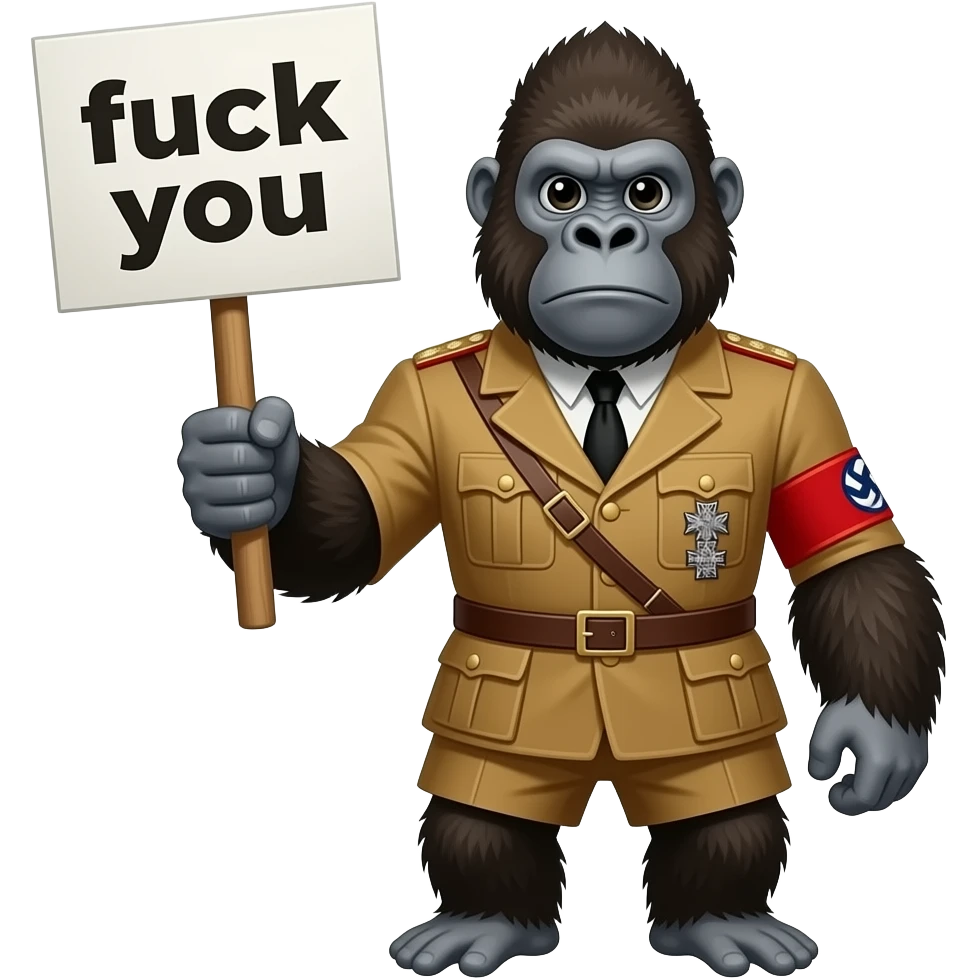 Hitler gorilla holding fuck you sign emoji