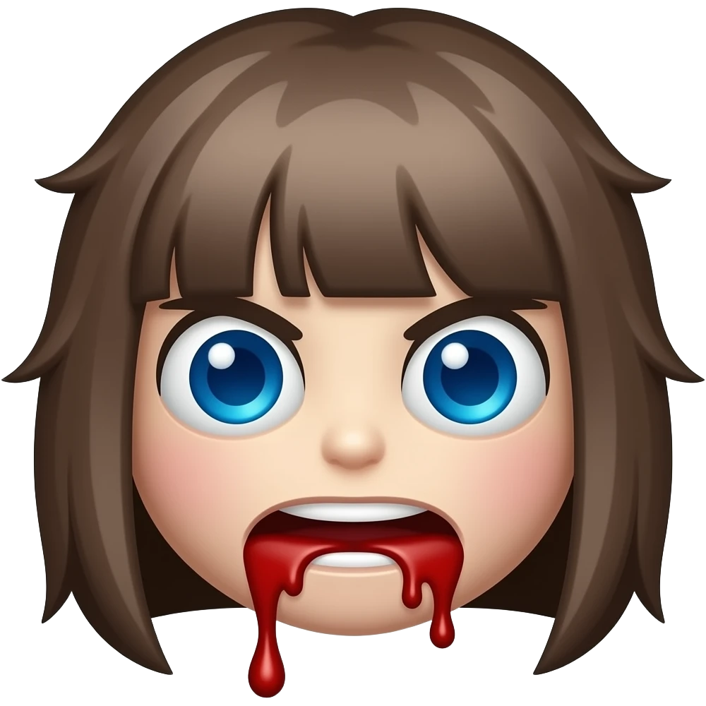Zombie girl emoji with blood dripping emoji