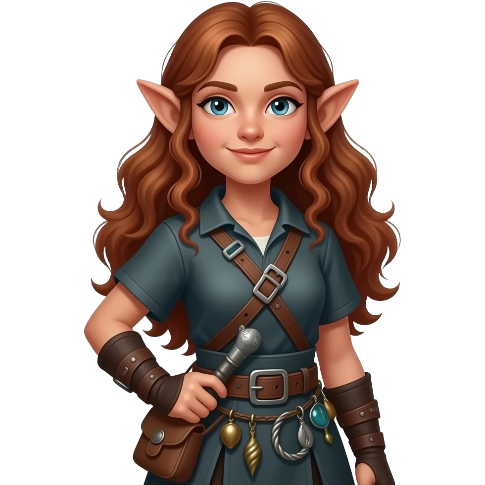 Goblin girl adventurer with junk trinkets emoji