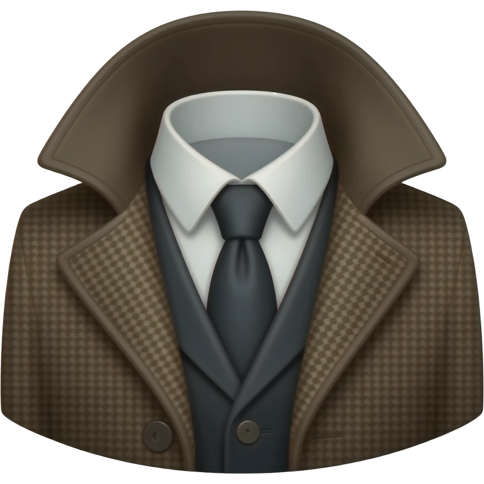 sherlocks holmes coat from collar/neck upwards up emoji