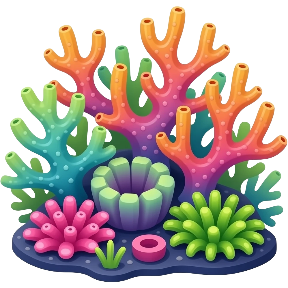 fluorescent toxic exotic colorful tropical coral emoji