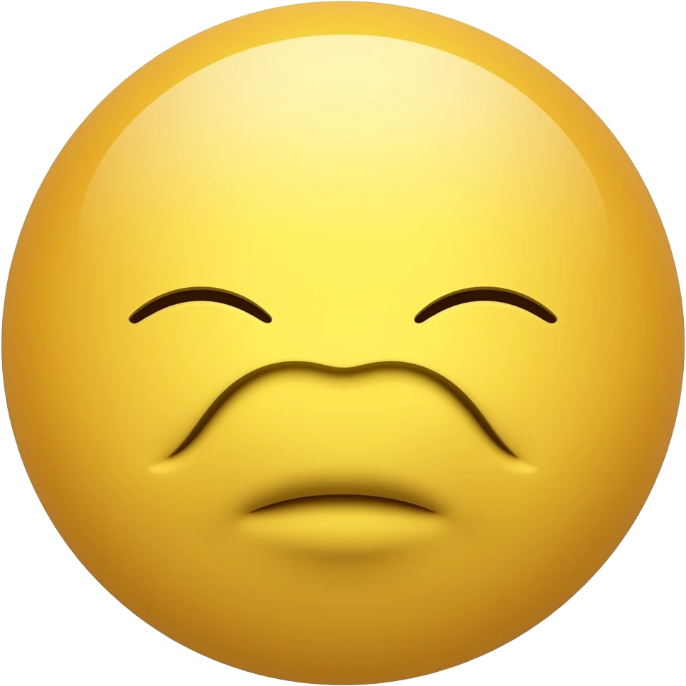 Yellow round head with no body with lips pucked out with eyes closed trying not to laugh emoji