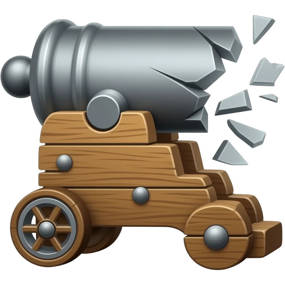 broken cannon in parts emoji