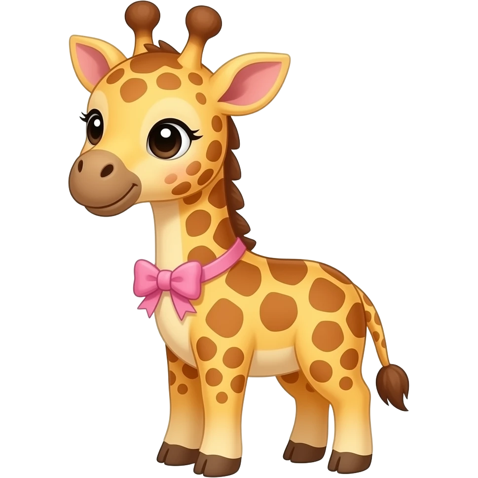 cute giraffee with a pink bow, baby giraffe emoji