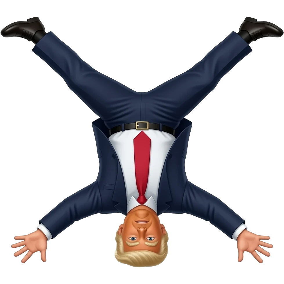 donald trump doing a cartwheel with two arms, full upside down position. emoji