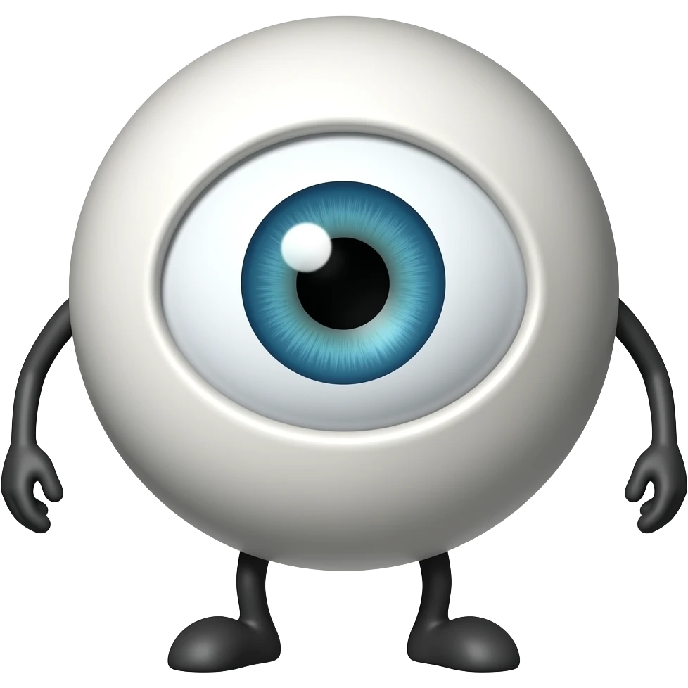 A ball with legs in one eye emoji