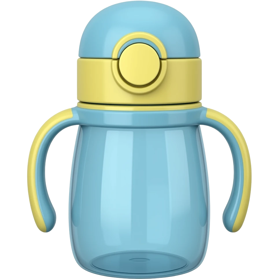 soft blue yellow aesthetic cute school Water bottle, transparent background inspired by barbie colour pallete emoji