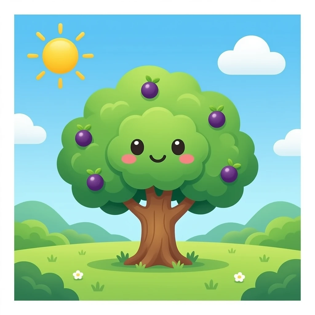 Kawaii arbol de jabuticaba emoji