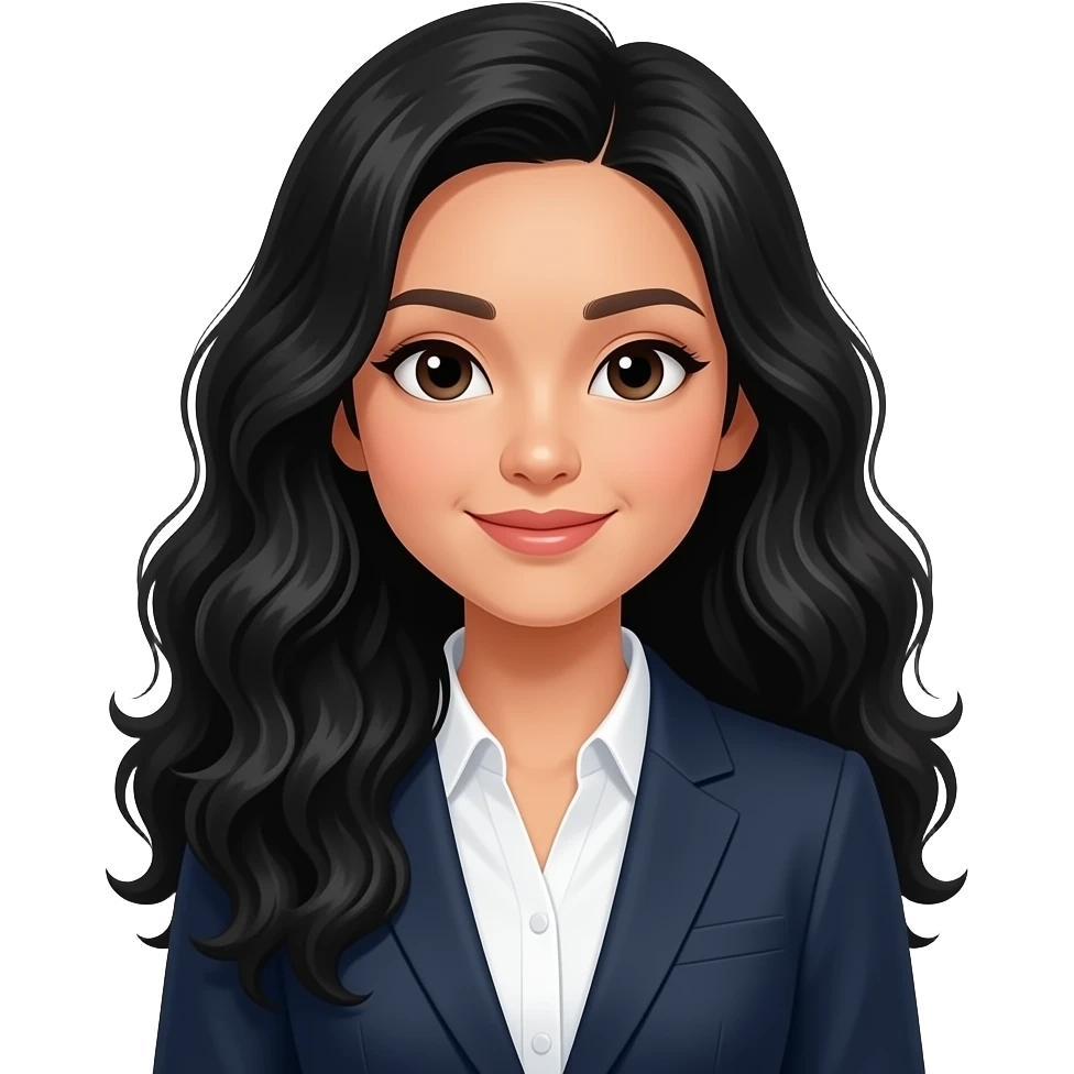 asian career beautiful girl black long very curly hair emoji