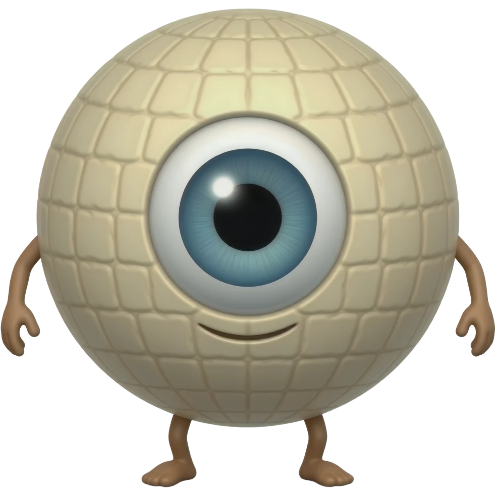 A ball with legs with no arms and with one single eye emoji
