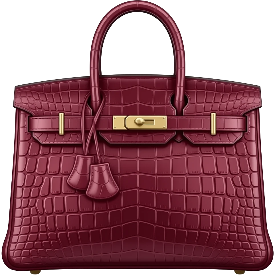 maroon croc hermes birkin bag gold hardware emoji