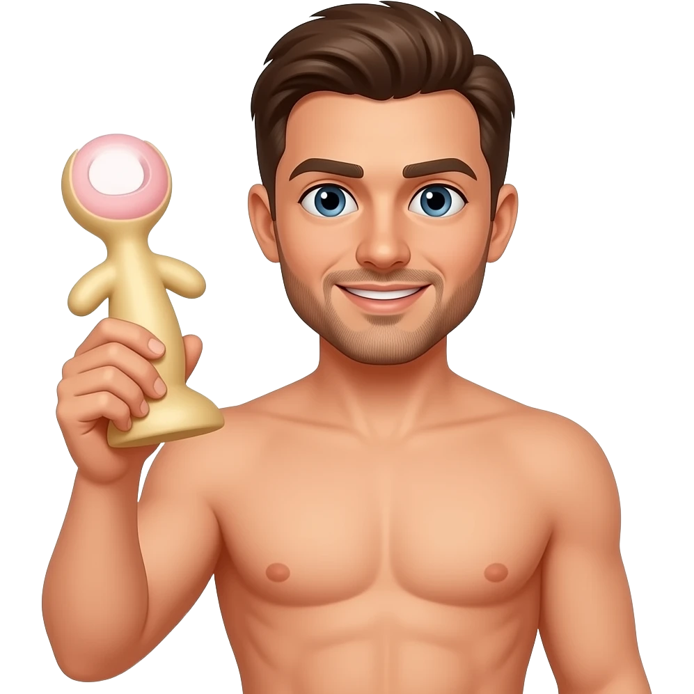 Naked man playing with adult toy emoji
