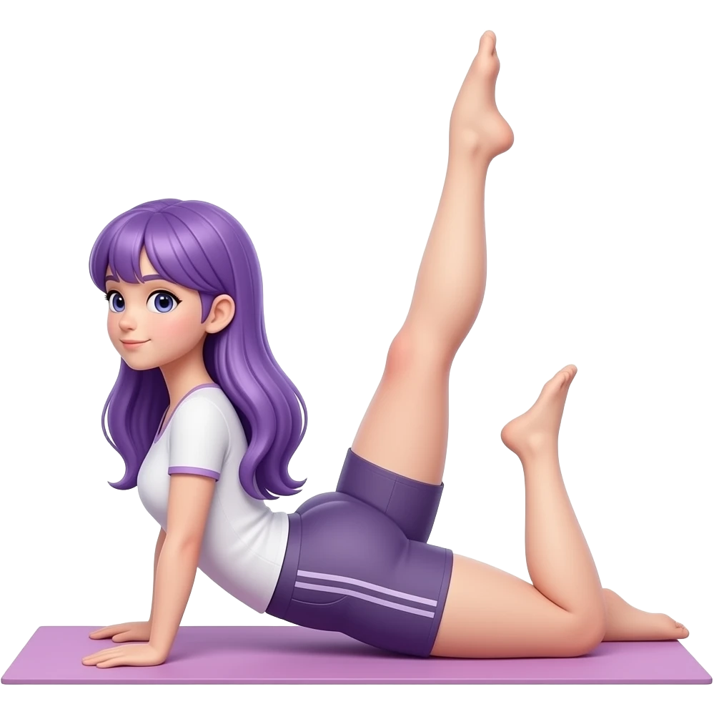 GIRL WITH LONG PURPLE HAIR DOING PILATES emoji