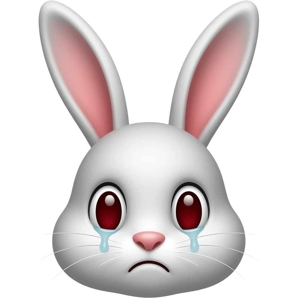 bunny eyes red sorrowful sad face emoji