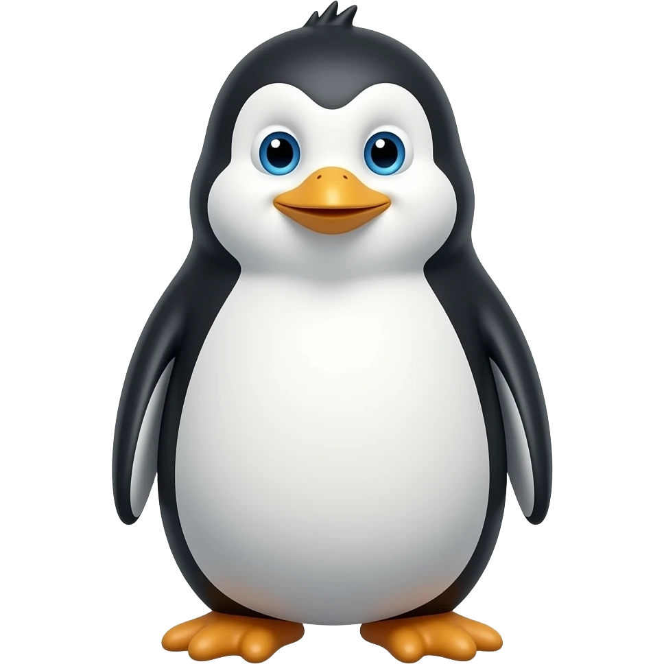Create a penguin character inspired by Masha and the Bear in a flocked toys style with a transparent background. emoji