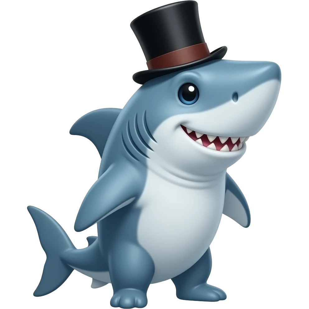Shark with a top hat emoji