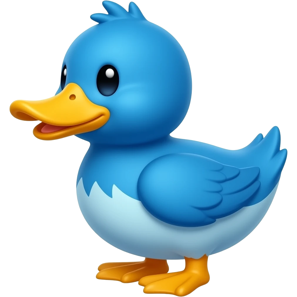 Blue cartoon duck emoji