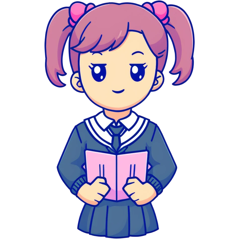 Cute anime girl with pink twin tails and school uniform emoji