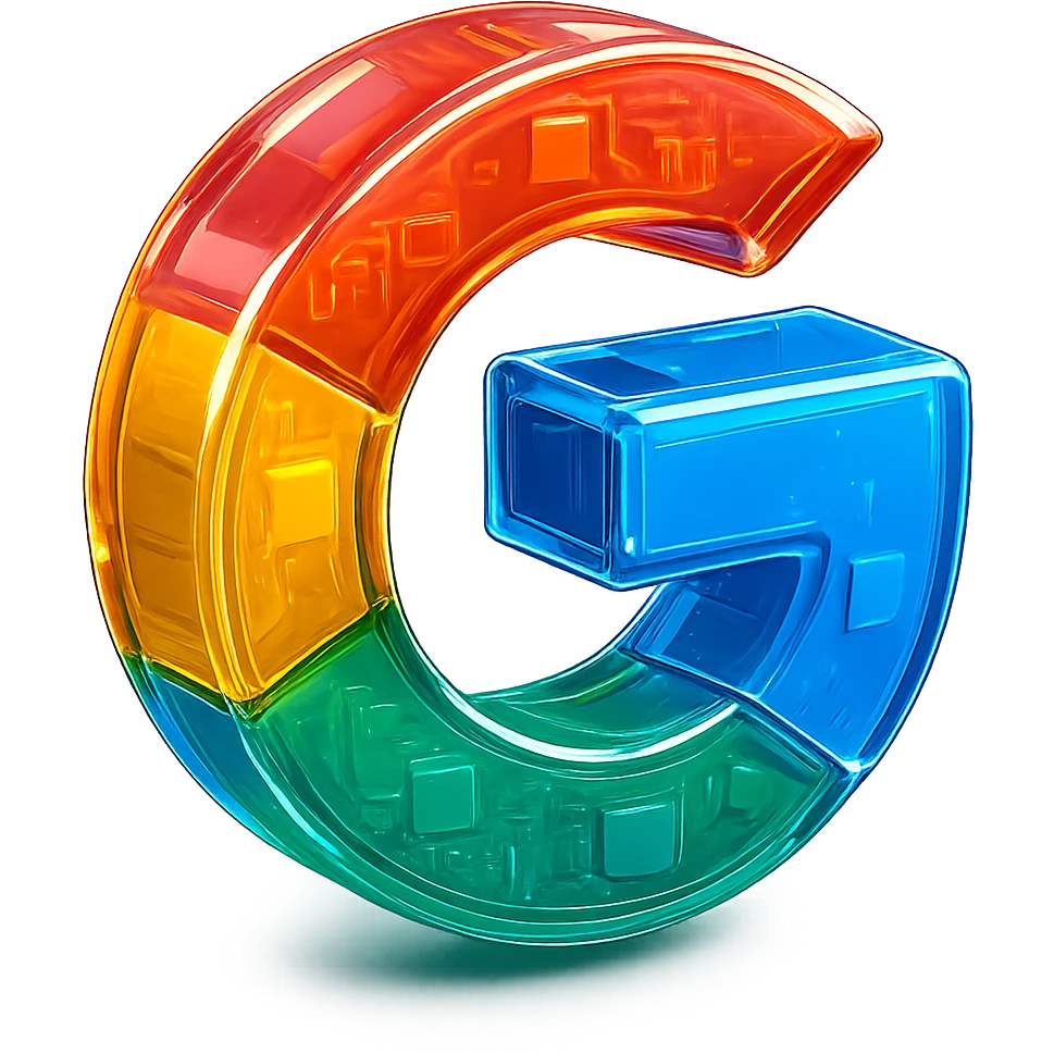 Make this Google icon glossy and vibrant with a shiny finish that enhances the original Google colors, maintaining the 3D look and transparent background. emoji